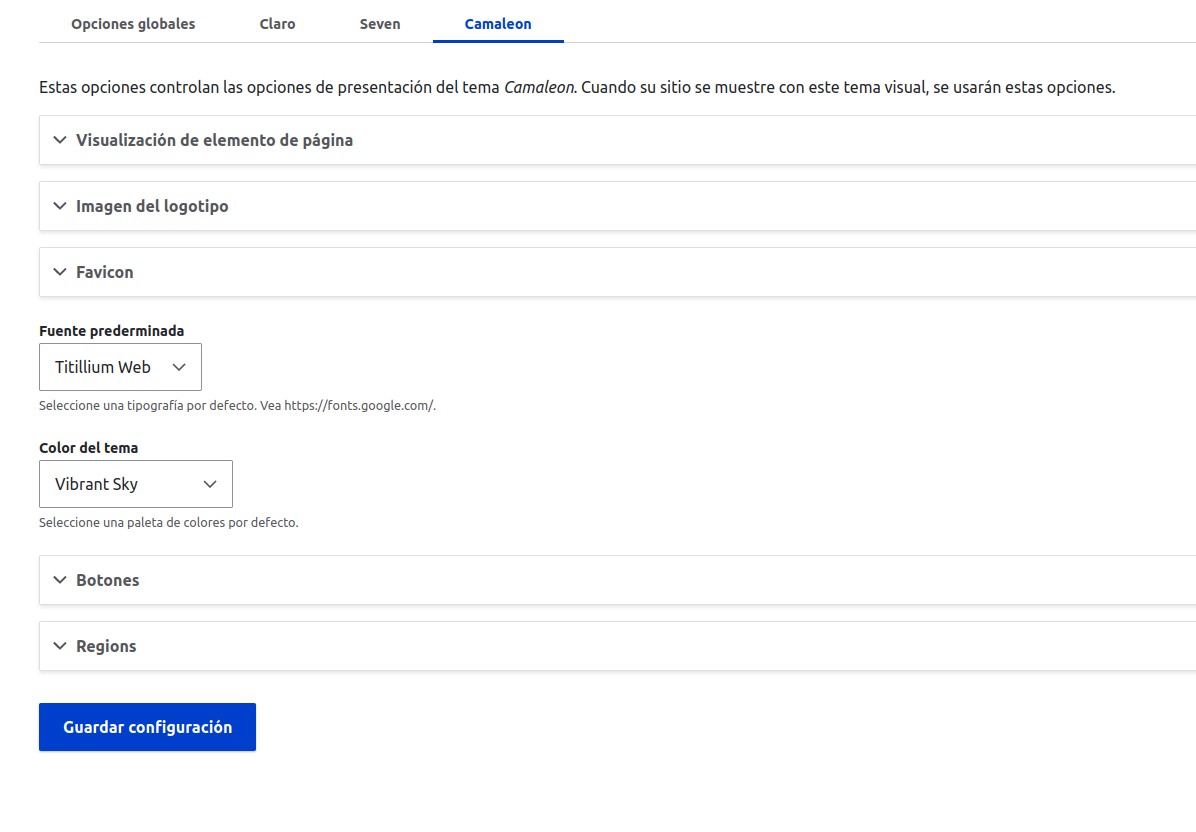 Configuraciones Camaleón