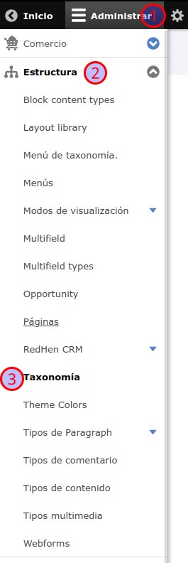 Ruta para crear términos de taxonomía