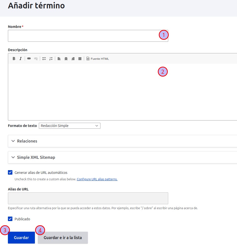 Agregar término de taxonomía